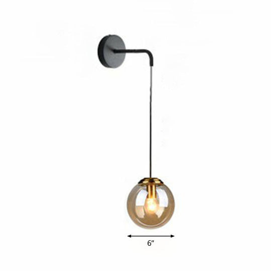 Sleek Glass Spherical Wall Sconce Light - Stylish Single Bulb Wall Hanging Lighting for Living Room