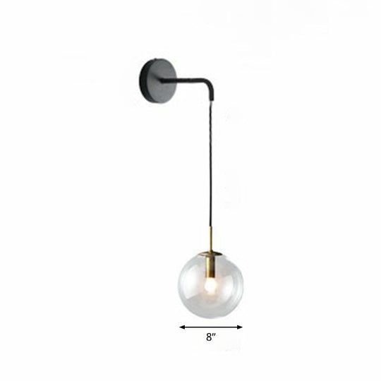 Sleek Glass Spherical Wall Sconce Light - Stylish Single Bulb Wall Hanging Lighting for Living Room