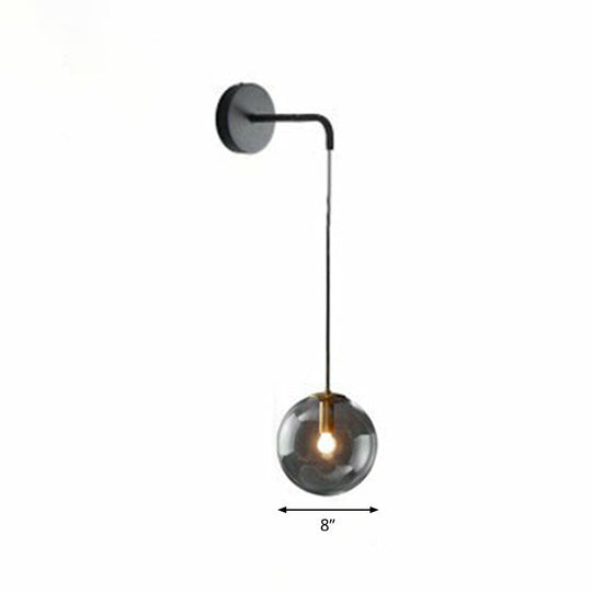 Sleek Glass Spherical Wall Sconce Light - Stylish Single Bulb Wall Hanging Lighting for Living Room