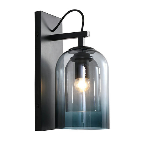 Modern Gradient Glass Sconce Lighting Fixture: 2 Shades, Black Wall Mount with 1 Bulb