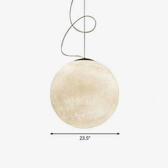 Minimalist Moon Shaped Hanging Lamp: Resin Ceiling Light in White