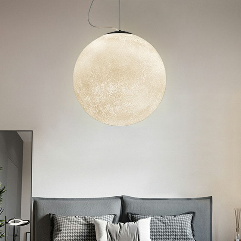 Minimalist Moon Shaped Hanging Lamp: Resin Ceiling Light in White