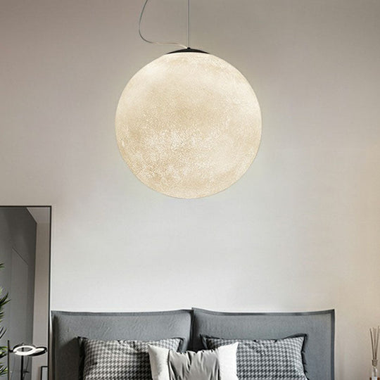 Minimalist Moon Shaped Hanging Lamp: Resin Ceiling Light in White