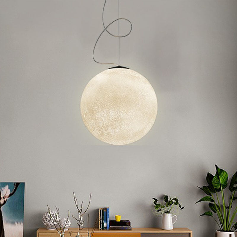 Minimalist Moon Shaped Hanging Lamp: Resin Ceiling Light in White