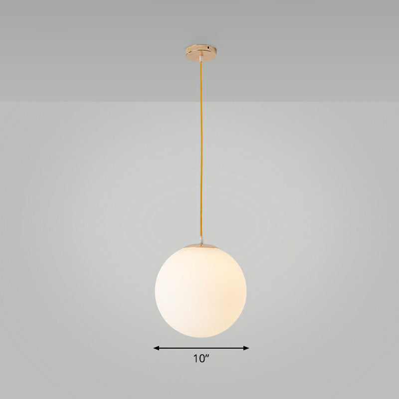 Sleek White Glass Pendant Light for Minimalist Table Settings