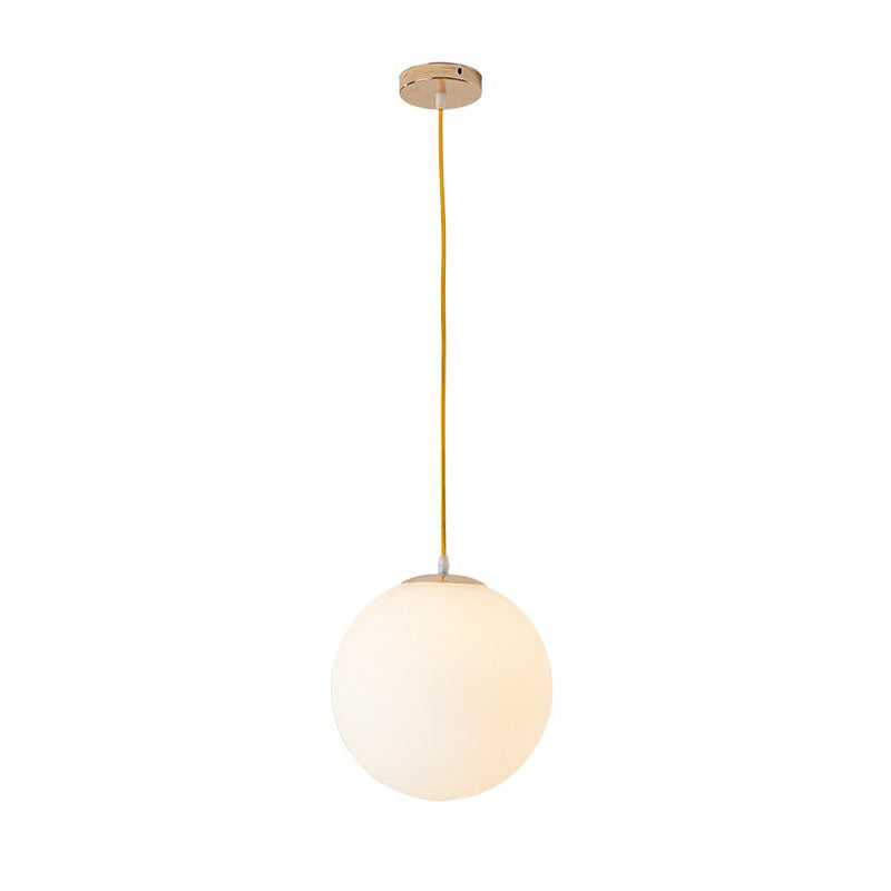 Sleek White Glass Pendant Light for Minimalist Table Settings