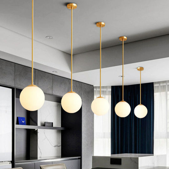 Gold Globe Pendant Light - Cream Glass, 1-Light Simplicity Hanging Fixture