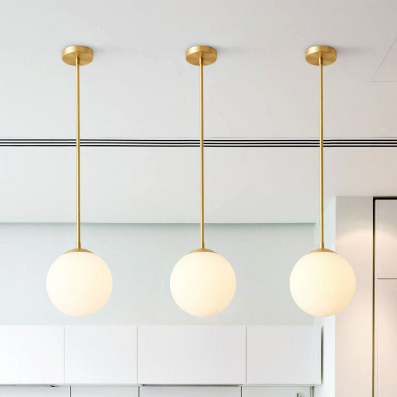 Gold Globe Pendant Light - Cream Glass, 1-Light Simplicity Hanging Fixture