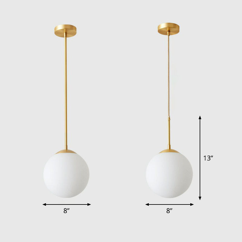 Gold Globe Pendant Light - Cream Glass, 1-Light Simplicity Hanging Fixture