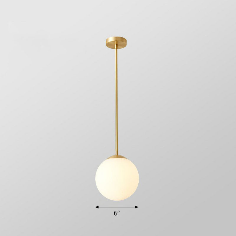 Gold Globe Pendant Light - Cream Glass, 1-Light Simplicity Hanging Fixture