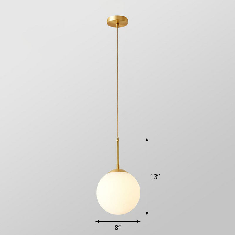 Gold Globe Pendant Light - Cream Glass, 1-Light Simplicity Hanging Fixture