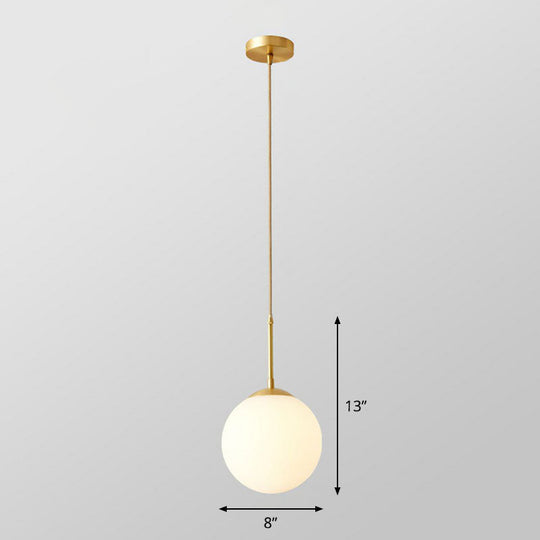 Gold Globe Pendant Light - Cream Glass, 1-Light Simplicity Hanging Fixture