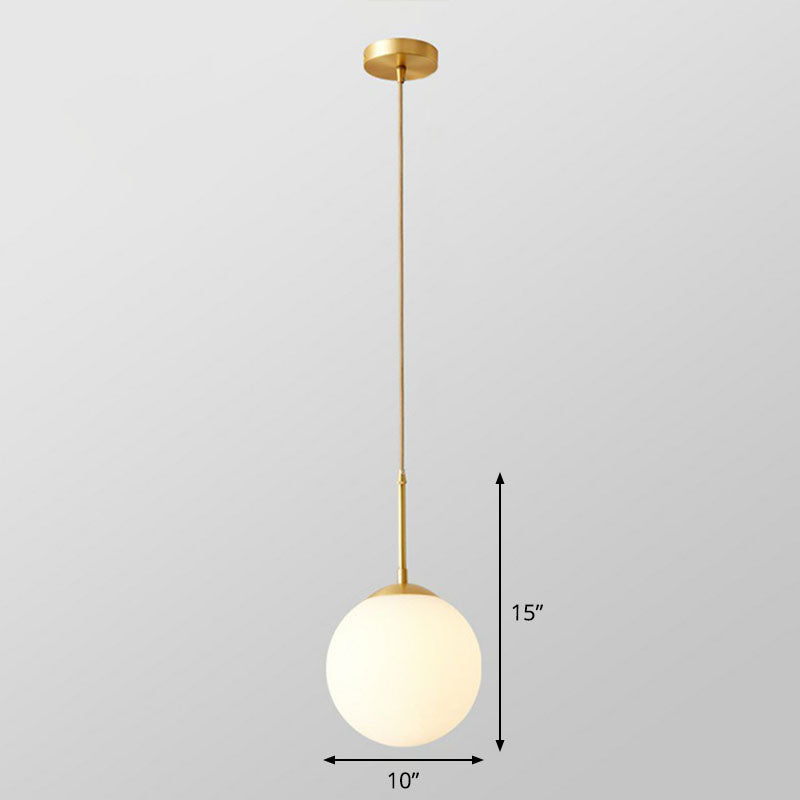Gold Globe Pendant Light - Cream Glass, 1-Light Simplicity Hanging Fixture