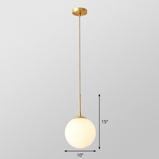 Gold Globe Pendant Light - Cream Glass, 1-Light Simplicity Hanging Fixture