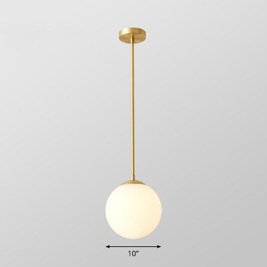Gold Globe Pendant Light - Cream Glass, 1-Light Simplicity Hanging Fixture