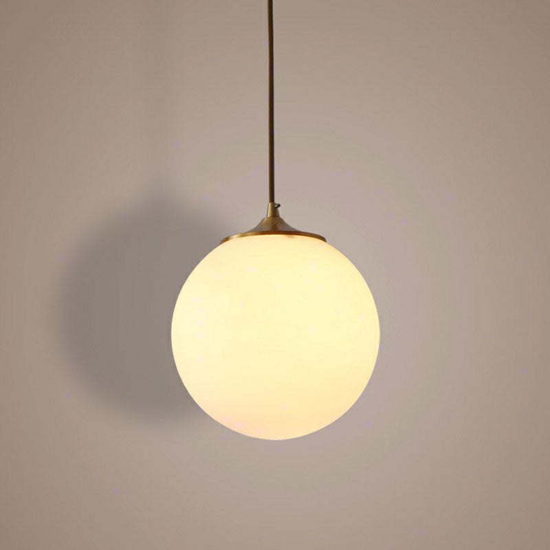 Modern Frosted White Glass Pendant Light for Dining Room with Global Suspension - 1 Bulb