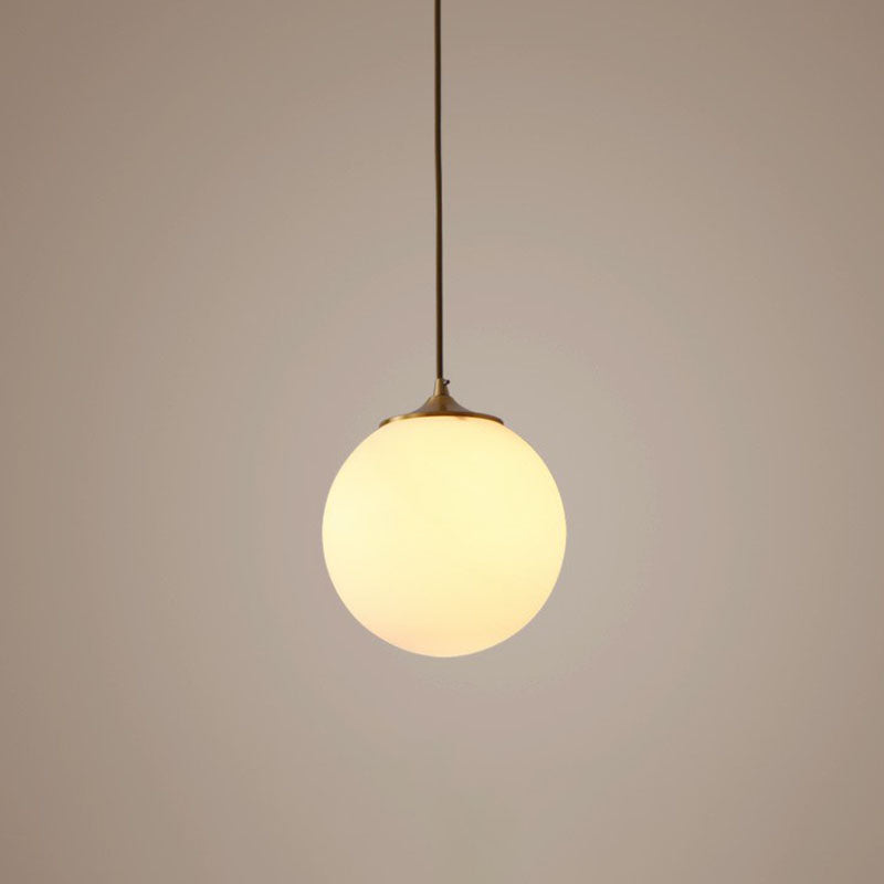Modern Frosted White Glass Pendant Light for Dining Room with Global Suspension - 1 Bulb