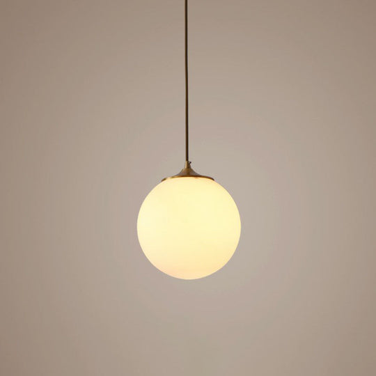 Modern Frosted White Glass Pendant Light for Dining Room with Global Suspension - 1 Bulb