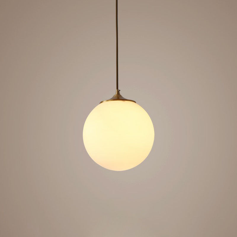 Modern Frosted White Glass Pendant Light for Dining Room with Global Suspension - 1 Bulb