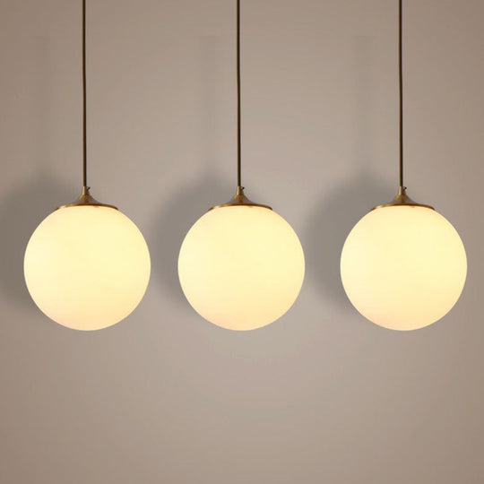 Modern Frosted White Glass Pendant Light for Dining Room with Global Suspension - 1 Bulb