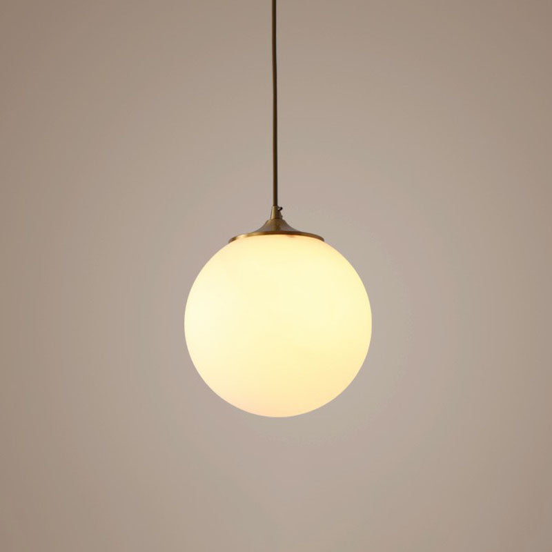 Modern Frosted White Glass Pendant Light for Dining Room with Global Suspension - 1 Bulb