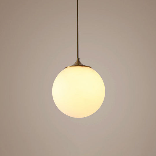 Modern Frosted White Glass Pendant Light for Dining Room with Global Suspension - 1 Bulb