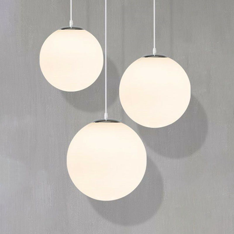 Minimalist White Sphere Opal Glass Ceiling Lamp for Single Restaurant