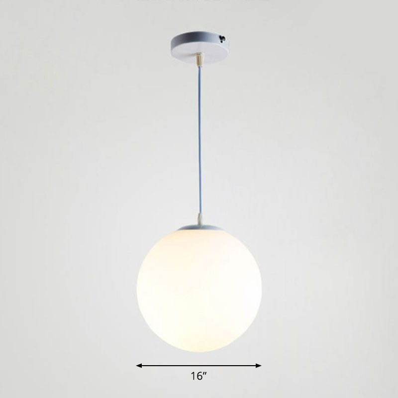 Minimalist White Sphere Opal Glass Ceiling Lamp for Single Restaurant