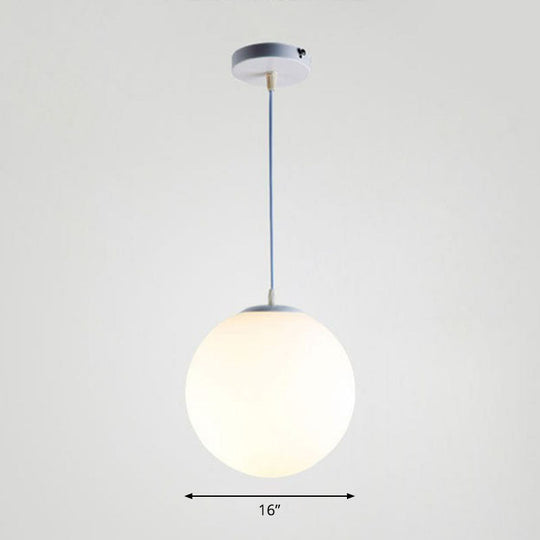 Minimalist White Sphere Opal Glass Ceiling Lamp for Single Restaurant