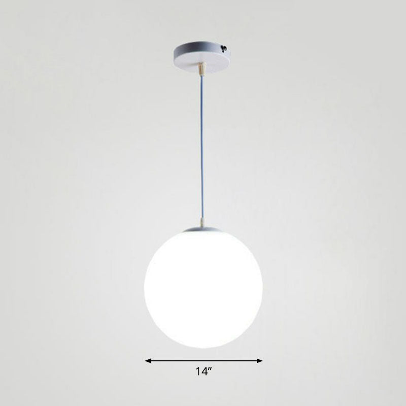 Minimalist White Sphere Opal Glass Ceiling Lamp for Single Restaurant