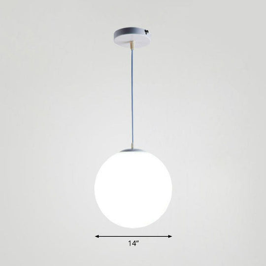 Minimalist White Sphere Opal Glass Ceiling Lamp for Single Restaurant