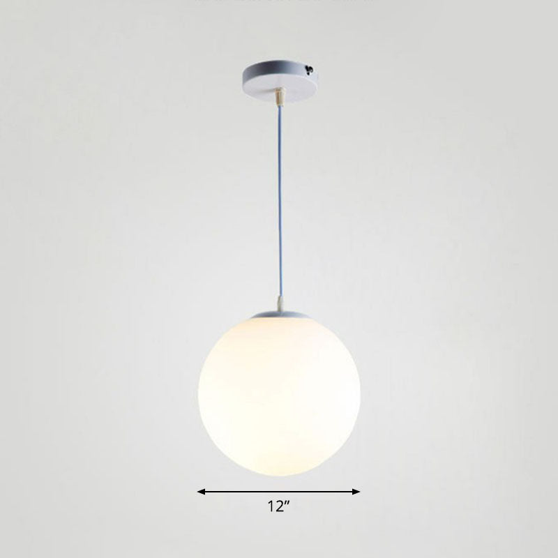 Minimalist White Sphere Opal Glass Ceiling Lamp for Single Restaurant