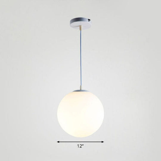 Minimalist White Sphere Opal Glass Ceiling Lamp for Single Restaurant