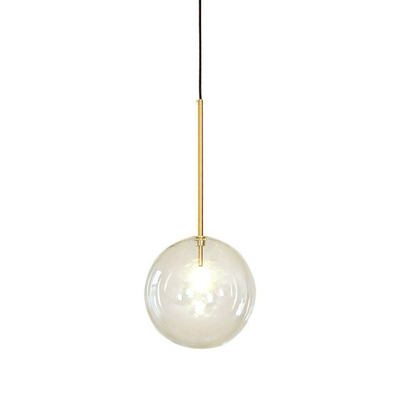Minimalist Hand-Blown Glass Globe Hanging Lamp - Gold Finish Pendant Light