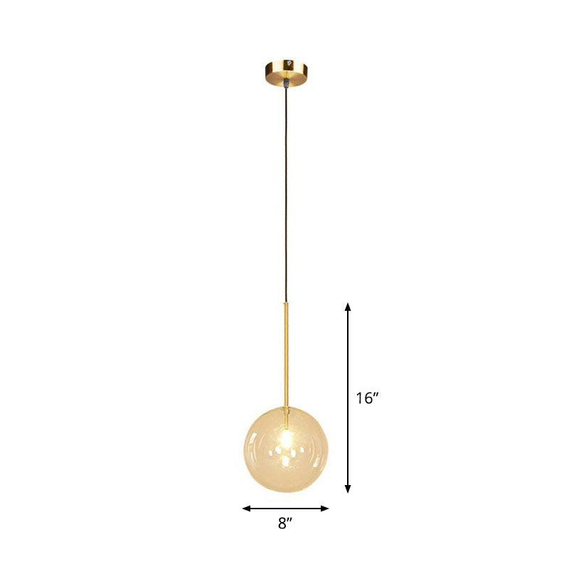 Minimalist Hand-Blown Glass Globe Hanging Lamp - Gold Finish Pendant Light