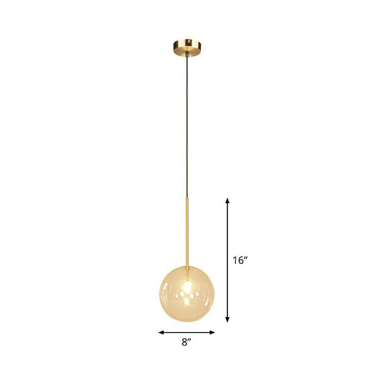 Minimalist Hand-Blown Glass Globe Hanging Lamp - Gold Finish Pendant Light