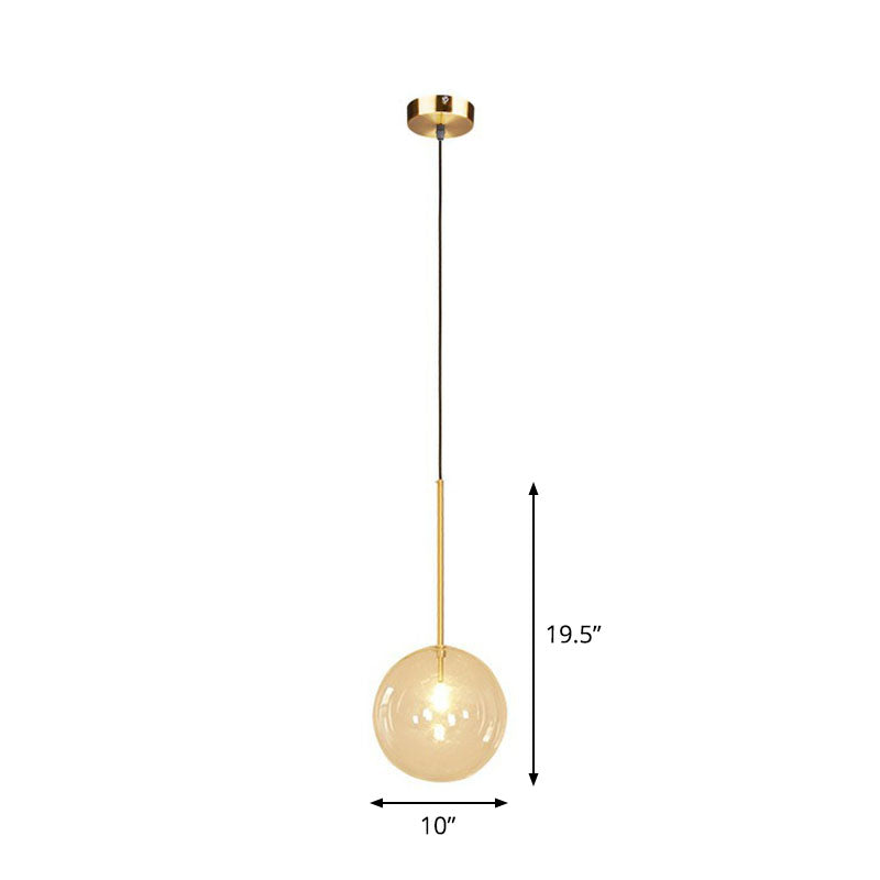 Minimalist Hand-Blown Glass Globe Hanging Lamp - Gold Finish Pendant Light