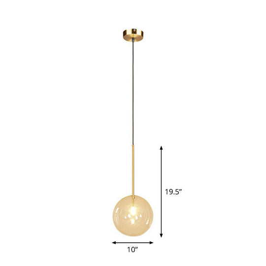 Minimalist Hand-Blown Glass Globe Hanging Lamp - Gold Finish Pendant Light