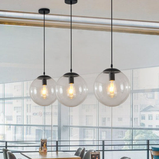 Simple Black Glass Pendant Light with Single-Bulb for Restaurant Ceilings