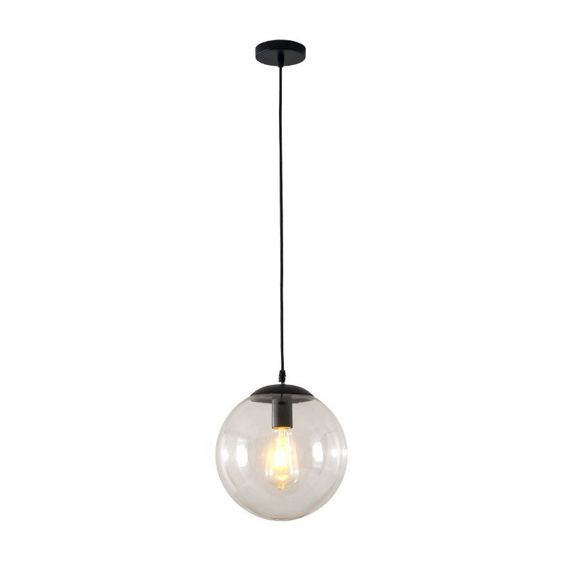 Simple Black Glass Pendant Light with Single-Bulb for Restaurant Ceilings