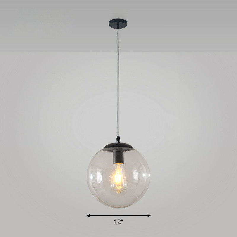 Simple Black Glass Pendant Light with Single-Bulb for Restaurant Ceilings