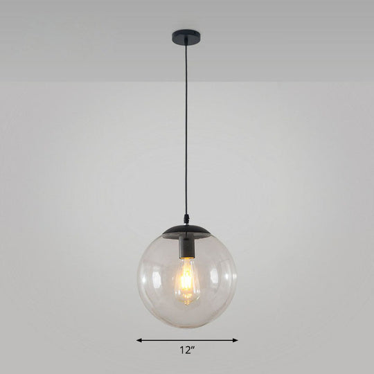 Simple Black Glass Pendant Light with Single-Bulb for Restaurant Ceilings