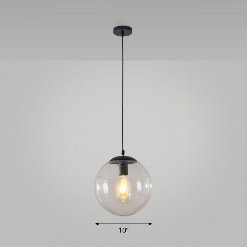 Simple Black Glass Pendant Light with Single-Bulb for Restaurant Ceilings