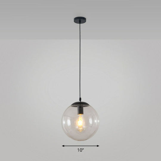 Simple Black Glass Pendant Light with Single-Bulb for Restaurant Ceilings