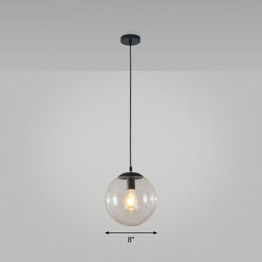 Simple Black Glass Pendant Light with Single-Bulb for Restaurant Ceilings