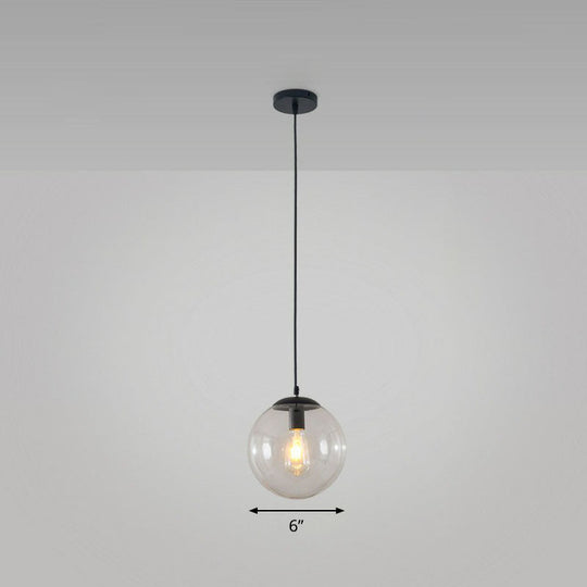 Simple Black Glass Pendant Light with Single-Bulb for Restaurant Ceilings