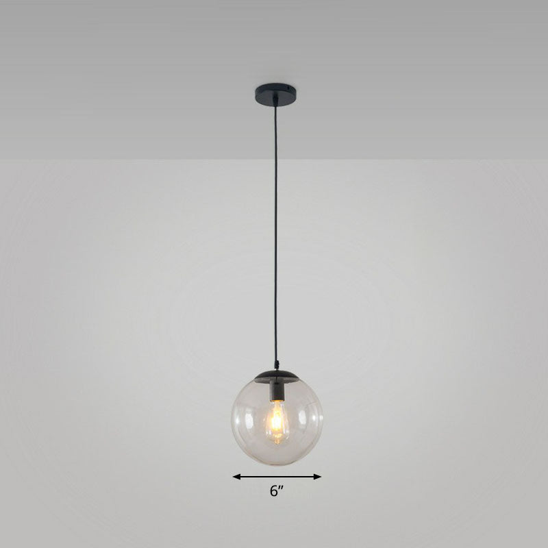 Simple Black Glass Pendant Light with Single-Bulb for Restaurant Ceilings