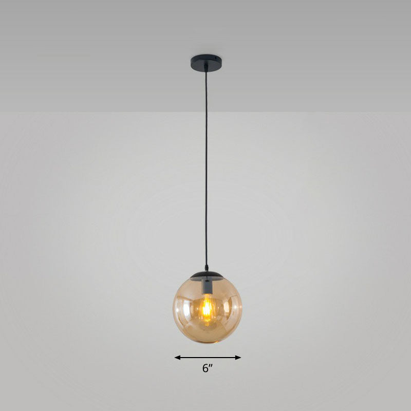 Simple Black Glass Pendant Light with Single-Bulb for Restaurant Ceilings