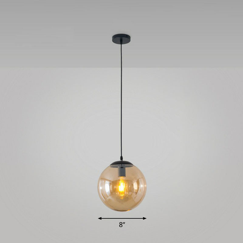 Simple Black Glass Pendant Light with Single-Bulb for Restaurant Ceilings