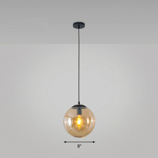 Simple Black Glass Pendant Light with Single-Bulb for Restaurant Ceilings
